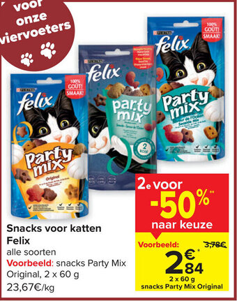 Carrefour Snacks voor katten Felix aanbieding