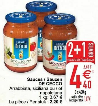 Cora Sauces - sauzen de cecco aanbieding