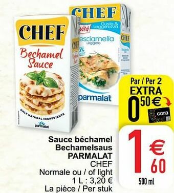 Cora Sauce béchamel bechamelsaus parmalat chef aanbieding