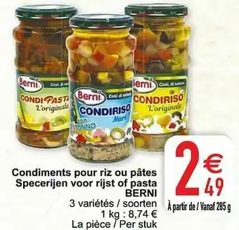 Cora Condiments pour riz ou pâtes specerijen voor rijst of pasta berni aanbieding