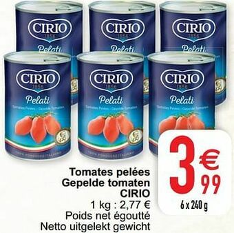 Cora Tomates pelées gepelde tomaten cirio aanbieding