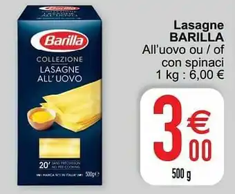 Cora Lasagne barilla aanbieding