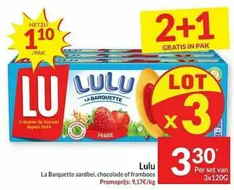 Intermarché Lulu la barquette aardbei chocolade of framboos aanbieding