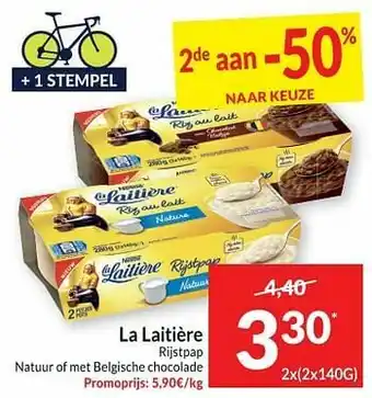 Intermarché La laitière rijstpap natuur of met belgische chocolade aanbieding