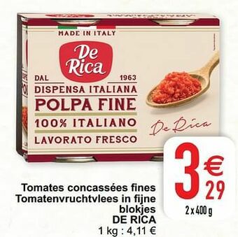 Tomates concassées fines tomatenvruchtvlees in fijne blokjes de rica