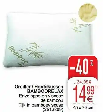 Cora Oreiller - hoofdkussen bamboorelax aanbieding