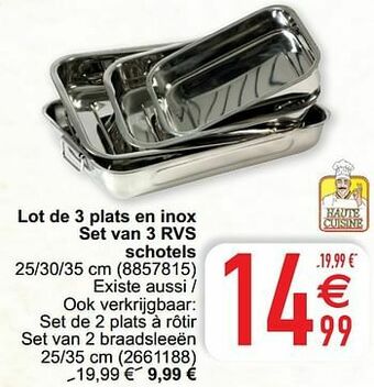 Cora Lot de 3 plats en inox set van 3 rvs schotels aanbieding