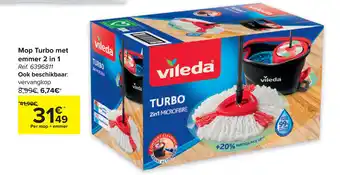 Carrefour Vileda Mop Turbo met emmer 2in1 aanbieding