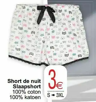 Cora Short de nuit slaapshort aanbieding