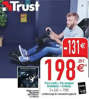 Cora Trust siège course racestoel gxt rally aanbieding