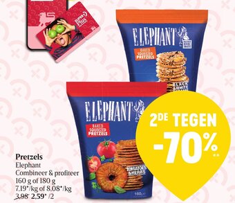 Delhaize Elephant Pretzels 160g of 180g aanbieding