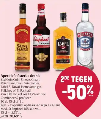 Aperitief of Sterke Drank Zizi Coin Coin, Smeets Graan, Peterman Graan, Saint James, Label 5, Duval, Hertekamp Gin Poliakov o