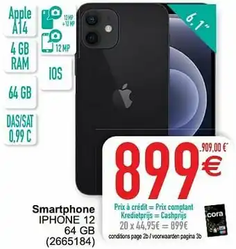 Cora Apple smartphone iphone 12 64 gb aanbieding