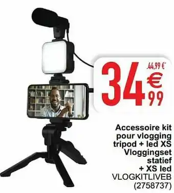 Cora Accessoire kit pour vlogging tripod + led xs vloggingset statief + xs led vlogkitliveb aanbieding