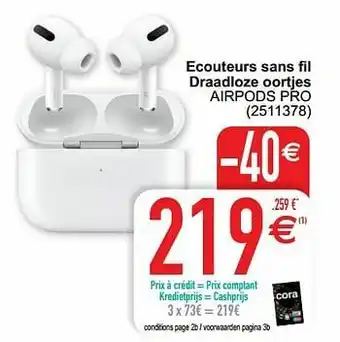Cora Apple ecouteurs sans fil draadloze oortjes airpods pro aanbieding