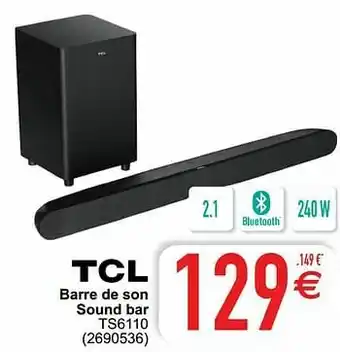 Cora Tcl barre de son sound bar ts6110 aanbieding