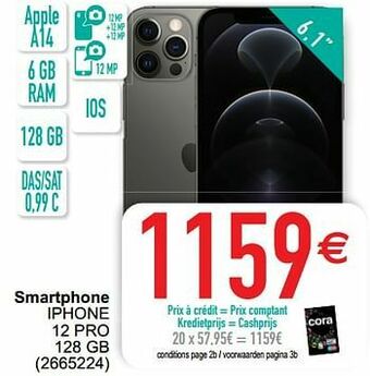 Cora Apple smartphone iphone 12 pro 128 gb aanbieding