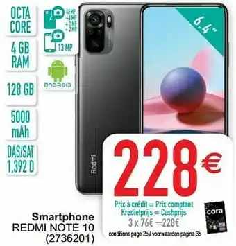Cora Xiaomi smartphone redmi note 10 aanbieding