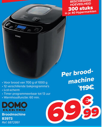 Carrefour Domo Elektro Broodmachine B3973 aanbieding