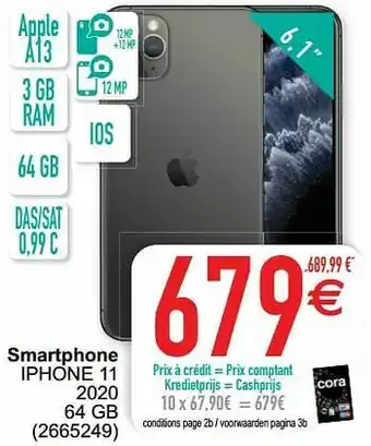 Cora Apple smartphone iphone 11 2020 64 gb aanbieding