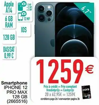 Cora Apple smartphone iphone 12 pro max 128 gb aanbieding