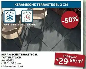 Zelfbouwmarkt Keramische terrastegel natura aanbieding