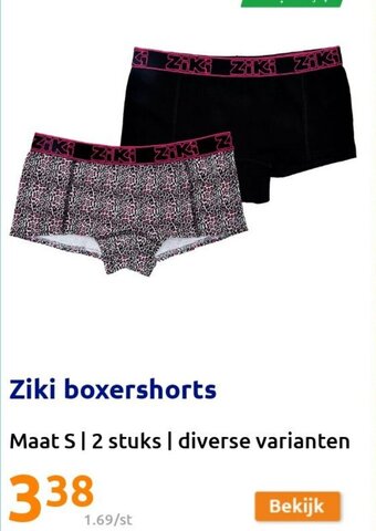 Action Ziki Boxershorts Maat S 2 Stuks aanbieding