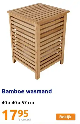 Action Bamboe Wasmand 40 x 40 x 57cm aanbieding