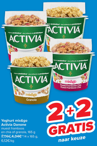 Carrefour Yoghurt mix&go Activia Danone aanbieding