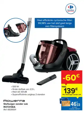 Carrefour Market Rowenta Stofzuiger zonder zak RO7213EA aanbieding