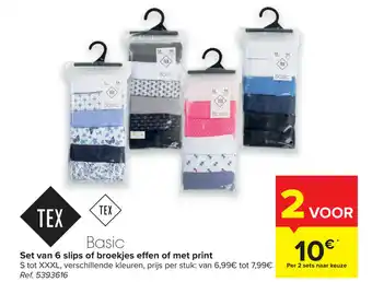 Carrefour Market Set van 6 slips of broekjes effen of met print aanbieding