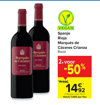 Carrefour Market Spanje Rioja Marques de Caceres Crianza aanbieding