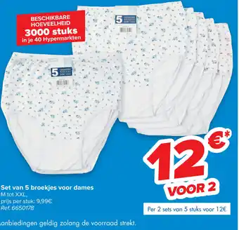 Carrefour Market Set van 5 broekjes voor dames M-XXL aanbieding