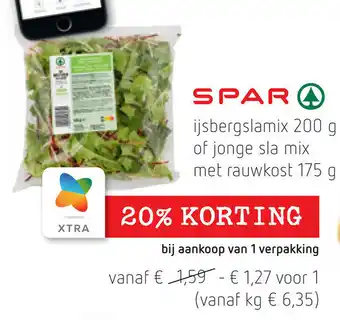 Spar Ijsbergslamix 200 of jonge sla mix met rauwkost 175g aanbieding