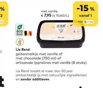 Bio Planet Ijs rene geitenmelkjs met vanille of met chocolade aanbieding