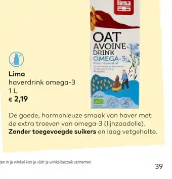 Bio Planet Lima haverdrink omega-3 1L aanbieding