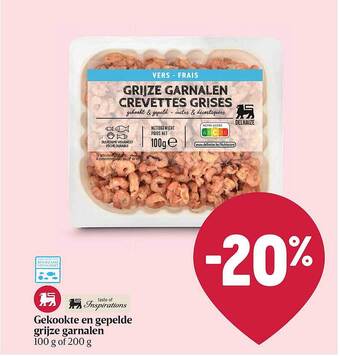 Delhaize Gekookte en gepelde grijze garnalen aanbieding