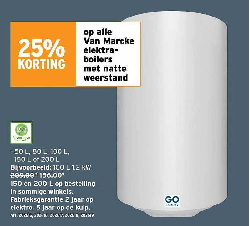 Van marcke elektraboilers met natte weerstand promotie bij GAMMA