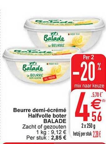 Cora Beurre demi-écrémé halfvolle boter balade aanbieding