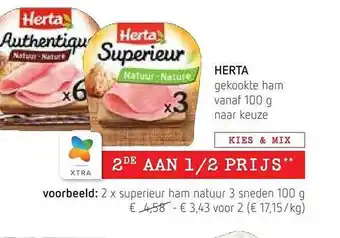 Spar Colruyt Herta gekookte ham aanbieding