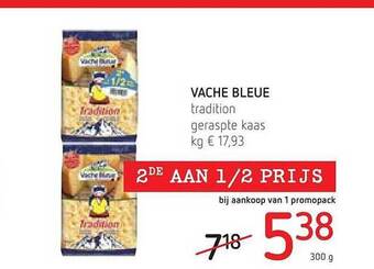 Spar Colruyt Vache bleue tradition geraspte kaas aanbieding