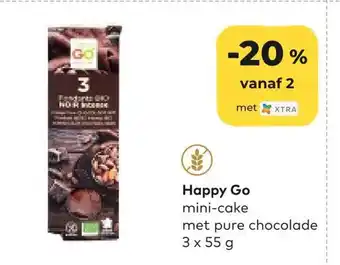 Happy go mini-cake met pure chocolade 3x55g
