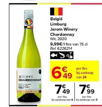 Carrefour België limburg jerom winery chardonnay wit 2020 aanbieding