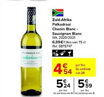 Carrefour Zuid-afrika polkadraai chenin blanc-sauvignon blanc wit 2020-2021 aanbieding