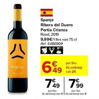 Carrefour Spanje ribera del duero portia crianza aanbieding