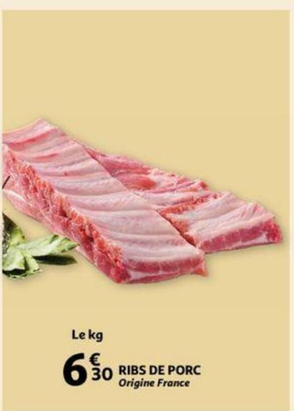 Ribs De Porc Le Kg promotie bij Auchan