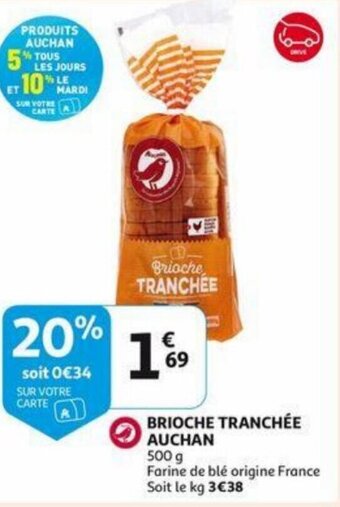 Auchan Brioche Tranchee Auchan 500g aanbieding