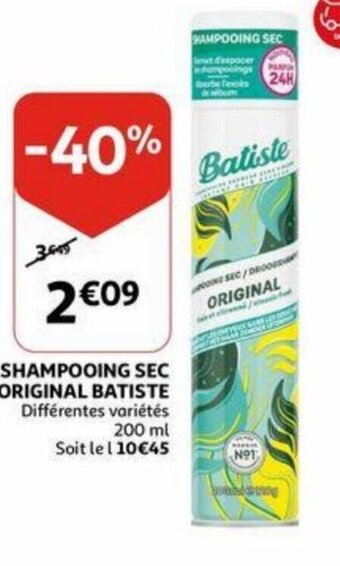 Auchan Shampooing Sec Original Batiste 200ml aanbieding