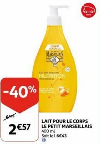 Auchan Lait Pour Le Corps Le Petit Marseillais 400ml aanbieding