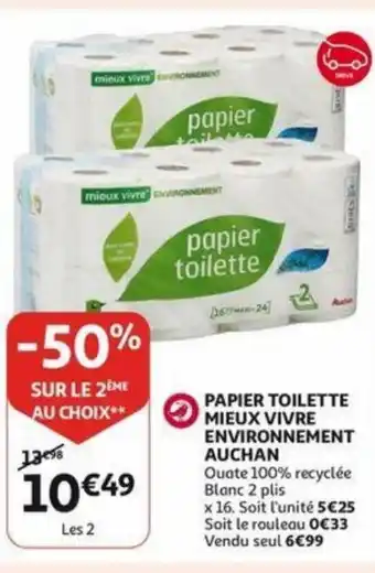 Auchan Papier Toilette Mieux Vivre Environnement Auchan Les 2 aanbieding